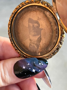 c. 1840s 9k Gold Locket with Daguerreotype