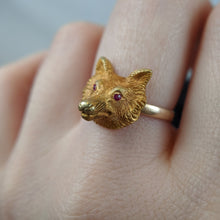 Load image into Gallery viewer, Victorian 19k Gold Fox on 14k Band