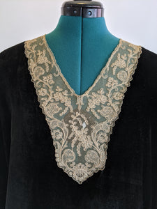 1920s Black Velvet Dress with Asymmetrical Hemline