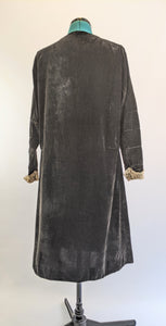 1920s Black Velvet Dress with Asymmetrical Hemline