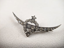 Load image into Gallery viewer, Victorian Silver Witch&#39;s Heart Crescent Moon Brooch