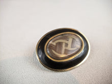 Load image into Gallery viewer, Victorian Black Enamel Two Tone Braided Hair Brooch