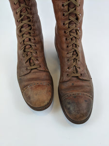 1900s-1910s Tall Brown Lace Up Boots | Approx Sz 7.5