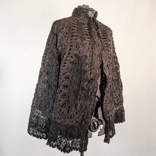 Load image into Gallery viewer, Victorian Black Tape Lace Cape