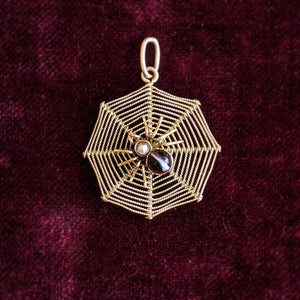 1900s 9k Gold Spider Web Pendant