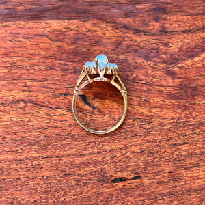 Vintage 10k Gold Opal Cluster Ring