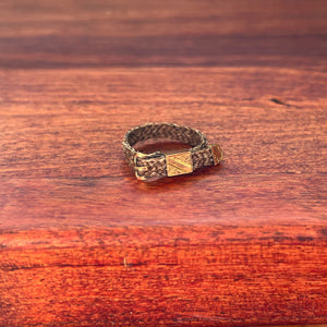 c. 1860s-1880s Woven Hair + 14k Buckle Ring