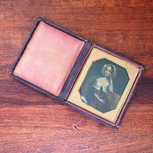 Load image into Gallery viewer, c. 1840s Oil Painting Portrait in Leather Case