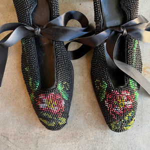 c. 1920s-1930s Beaded Shoes | Approx Sz. 8.5