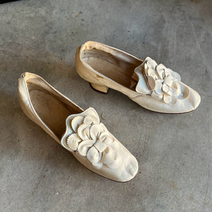 c. 1870s White Leather Slippers
