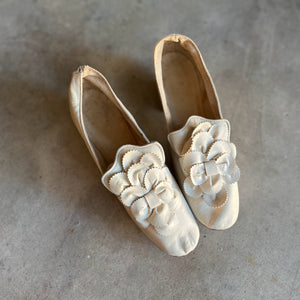 c. 1870s White Leather Slippers