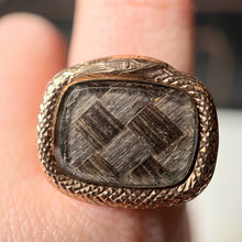 Load image into Gallery viewer, Early 19th c. Ouroboros Snake + Woven Hair Conversion Ring