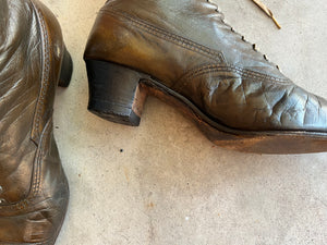 c. 1910s-1920s Brown Boots | Approx Sz 8.5-9