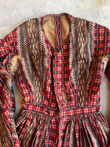 c. 1850s-1860s Wool Challis Dress