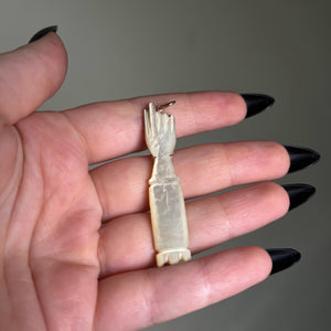 c. 1890s-1900s 14k Gold Mother of Pearl Hand Pendant