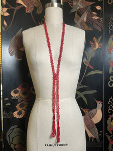 c. 1920s Red Beaded Tassel Necklace