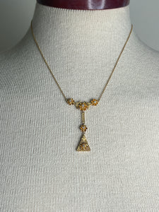 c. 1910s 10k Gold Diamond Lavalier Necklace
