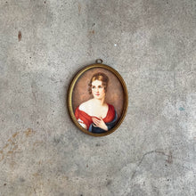 Load image into Gallery viewer, c. 19th Century Portrait Miniature | Lady in Red | Signed