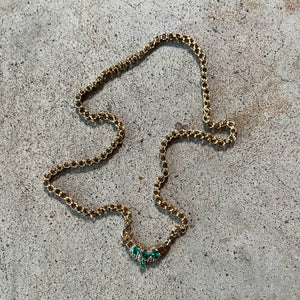 19th c. Gold Emerald Necklace | 15"