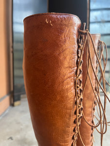 c. 1910s-1920s Tall Brown Boots | Approx Sz. 5-6