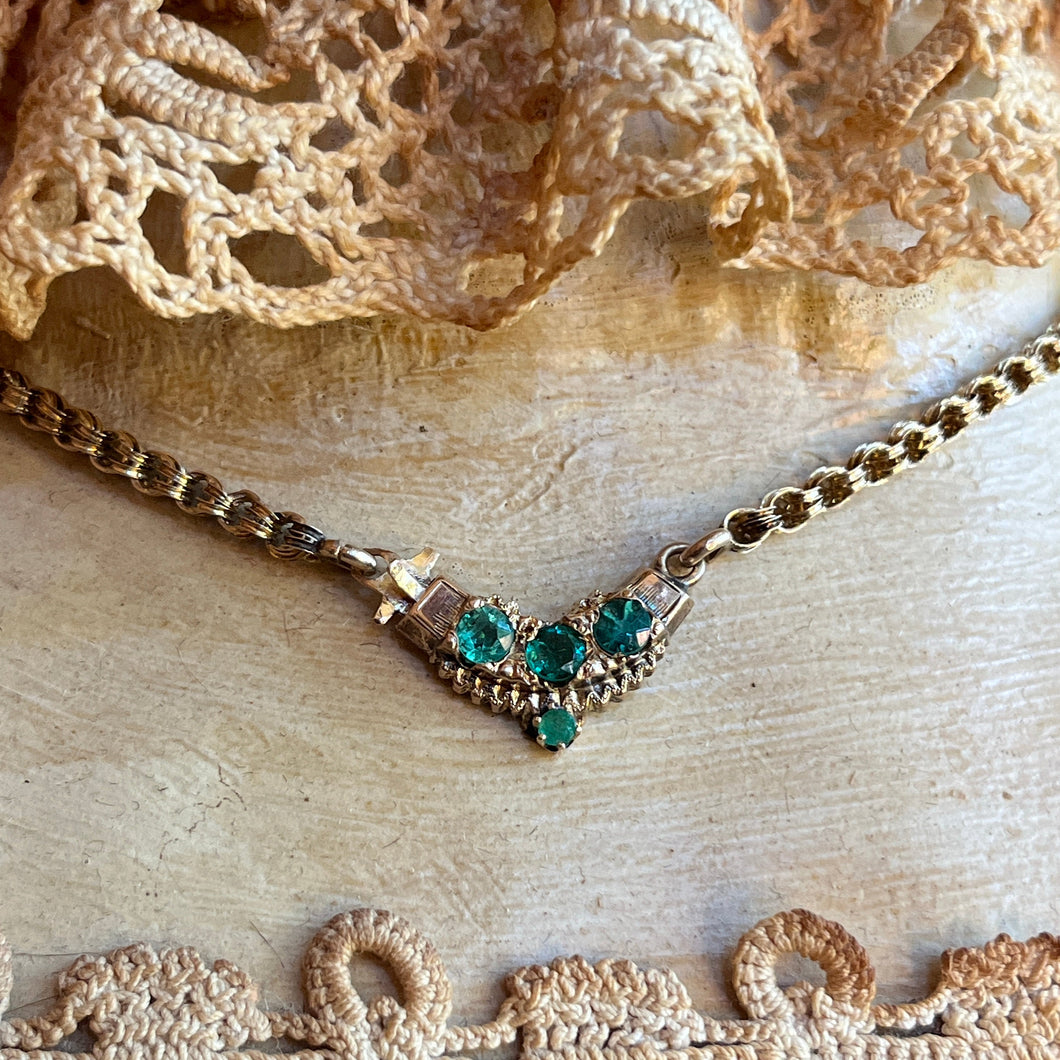 19th c. Gold Emerald Necklace | 15