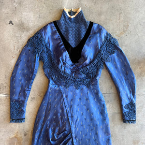 c. 1911-1912 Blue Silk Dress