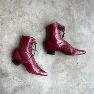 c. 1890s Raspberry Red Boots