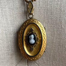 Load image into Gallery viewer, c. 1880s Hardstone Cameo Locket w/ Photo + Hair