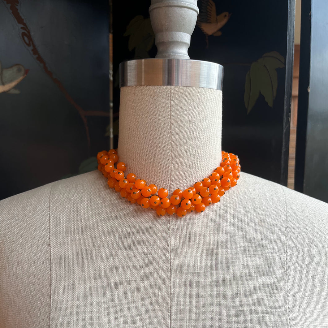 c. 1930s-1940s Orange Czech Glass Choker Necklace