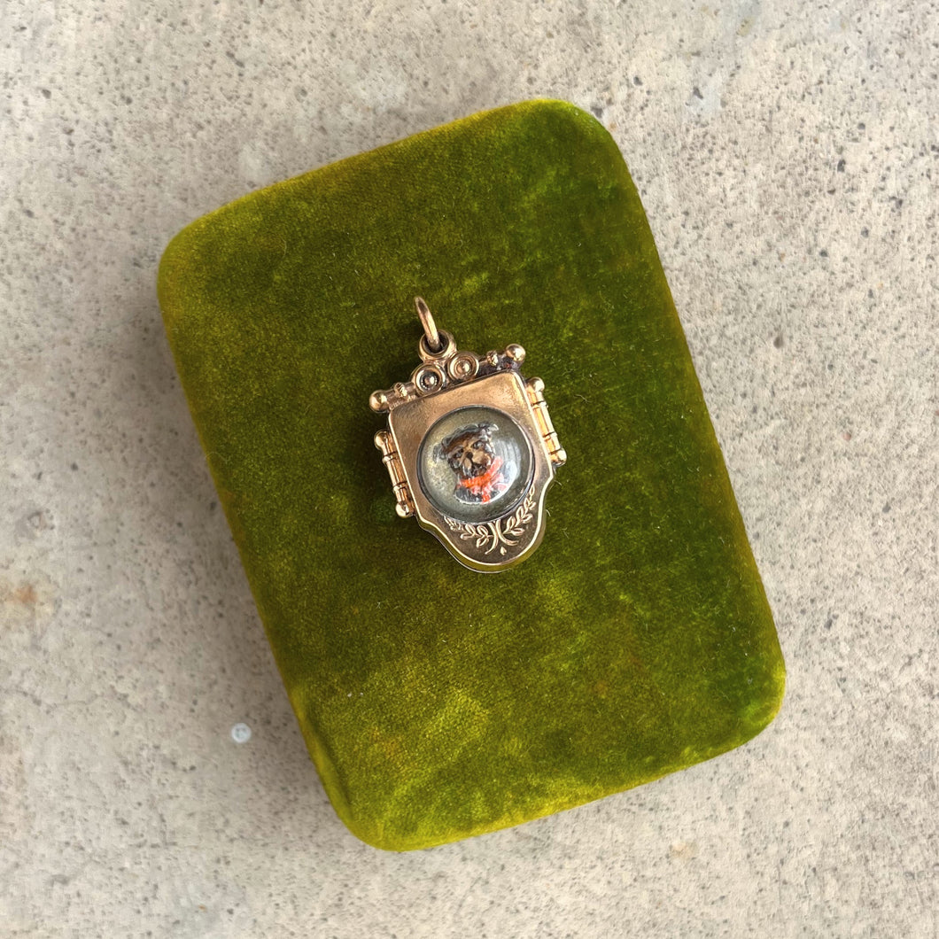 Late 19th Century Double Sided Dog + Cameo Pendant