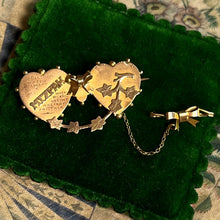 Load image into Gallery viewer, c. 1900s 9k Gold Mizpah Double Heart Brooch