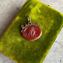 Load image into Gallery viewer, Turn of the Century Carnelian Glass Cameo Fob Pendant