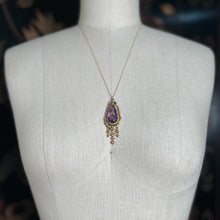 Load image into Gallery viewer, c. 1870s-1880s Rose of Sharon 14k Gold Amethyst Diamond Pendant