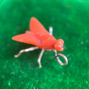 Early 19th c. 14k Gold Coral Fly Pendant
