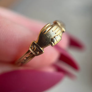 19th c. 14k Gold Fede Gimmel Ring