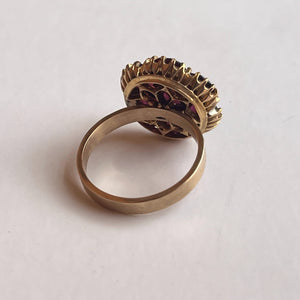 Late 19th c. 10k Gold Flat Cut Garnet Conversion Ring