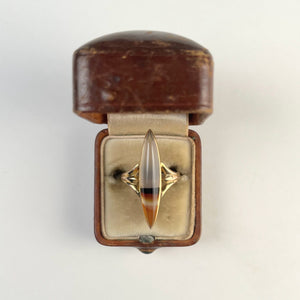 Late 19th c. 10-12k Gold Agate Ring | Sz 6