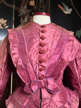 Load image into Gallery viewer, c. Late 1860s-Early 1870s Pink + Purple Silk Bodice