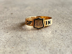1875 'In Memory Of' 18k Gold Mourning Ring 'AG'