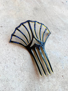Art Deco Black Celluloid Hair Comb