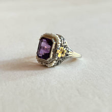 Load image into Gallery viewer, c. 1920s-1930s 10k White + Yellow Gold Amethyst Ring