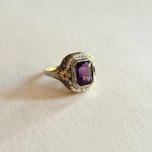 Load image into Gallery viewer, c. 1920s-1930s 10k White + Yellow Gold Amethyst Ring