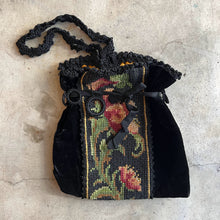 Load image into Gallery viewer, c. 1920s Needlepoint Velvet + Silk Purse