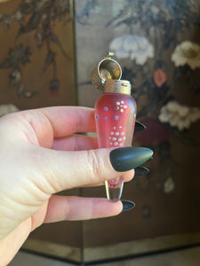 c. 1910s-1920s Pink Frosted Glass Perfume Bottle
