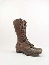 Load image into Gallery viewer, 1900s-1910s Tall Brown Lace Up Boots | Approx Size 7-7.5