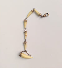 Load image into Gallery viewer, Victorian Bone Tooth Watch Fob Chain with Dog Clip