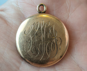 1912 Gold Filled Monogrammed Locket with Photos