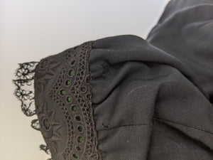 Victorian Black Maternity Blouse with Lace Trim