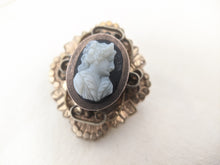 Load image into Gallery viewer, Victorian Black and White Sardonyx Cameo Brooch