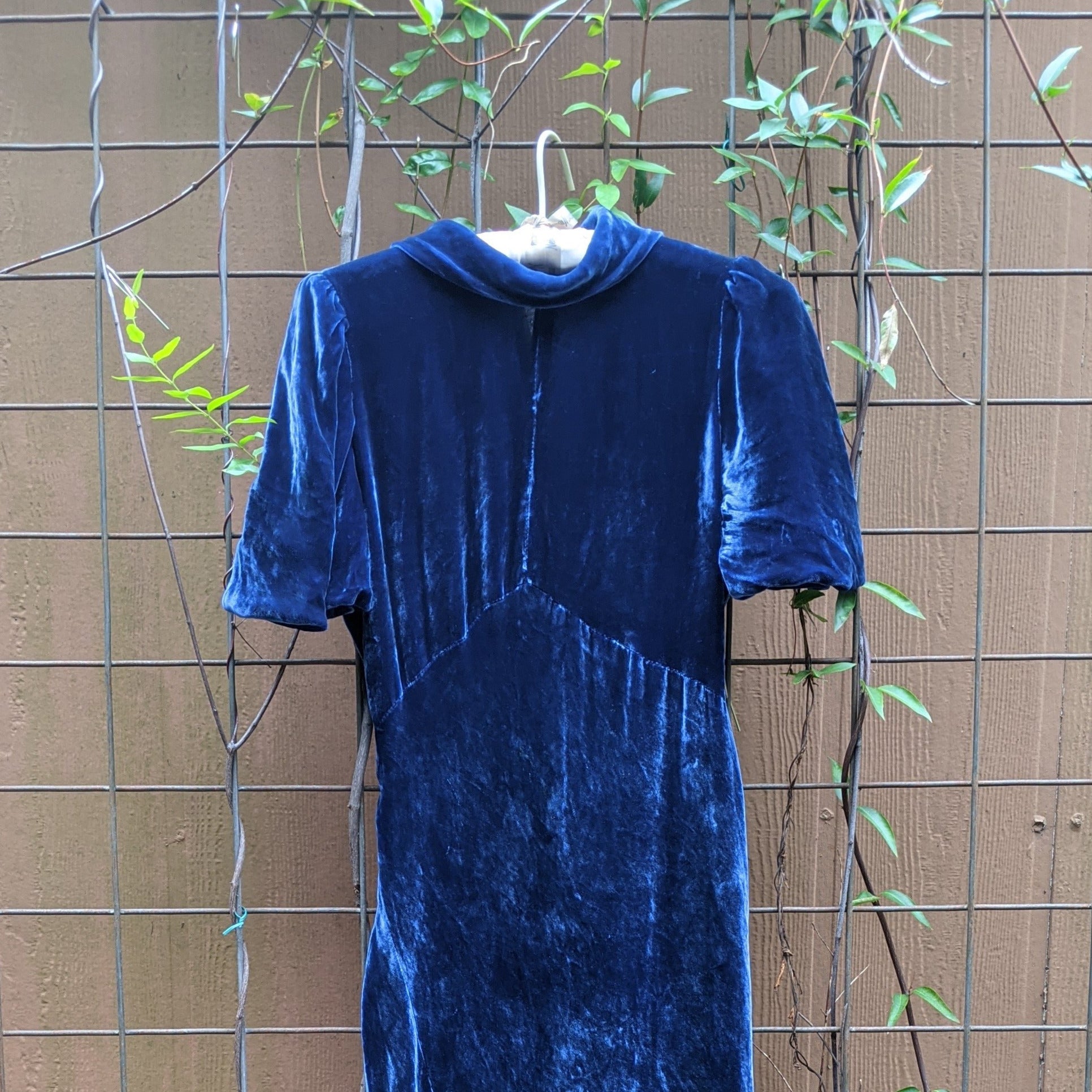 1930s Blue Velvet Bias Cut Gown | XS - S Witchy Vintage 1930s Blue Velvet Bias Cut Gown | XS - S Witchy Vintage